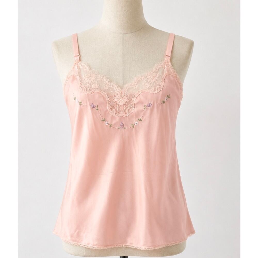 Vintage Epitomé Pink Embroidered Lace Camisole M Coquette Romantic Balletcore